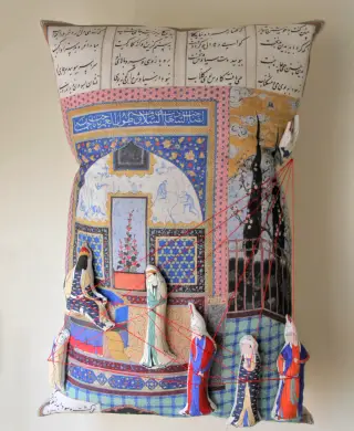 Sudabeh - "Useless Pillow" series - Mixed media on fabric - 60x90x35 cm - 2022